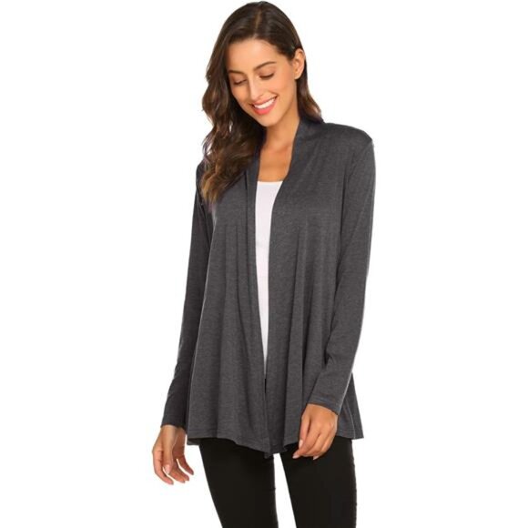 Womens Casual Lightweight Long Sleeve Cardigan Soft Drape Open Front Fall - Picture 3 of 7